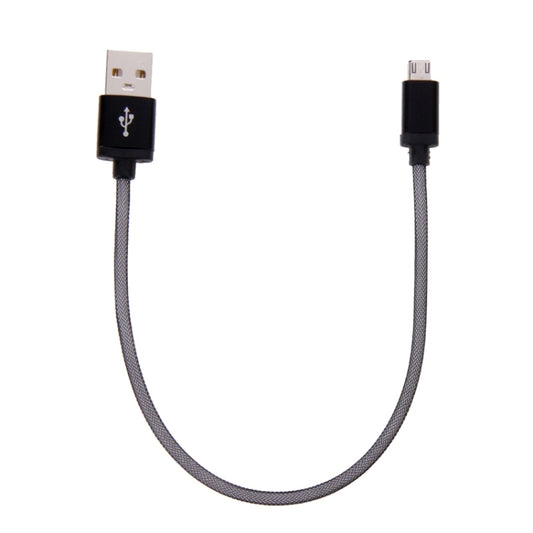 25cm Net Style Metal Head Micro USB to USB 2.0 Data / Charger Cable(Black) by buy2fix