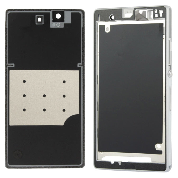 Middle Board + Battery Back Cover for Sony L36H(White) - Frame Bezel Plate by buy2fix | Online Shopping UK | buy2fix