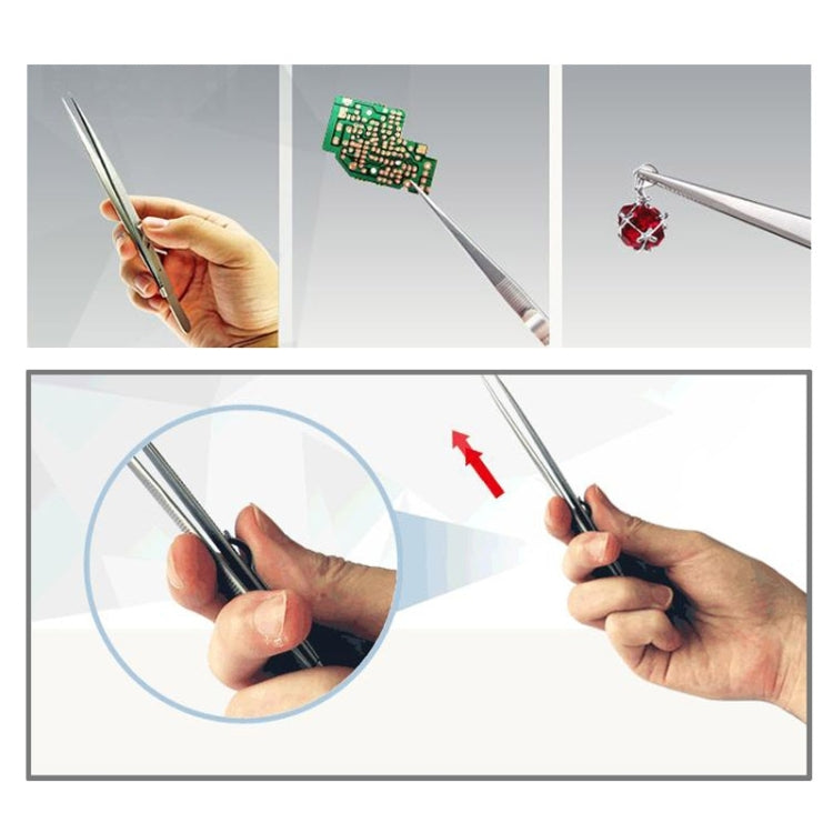 JAKEMY JM-T9-11 Adjustable Straight Tweezers(Silver) by JAKEMY