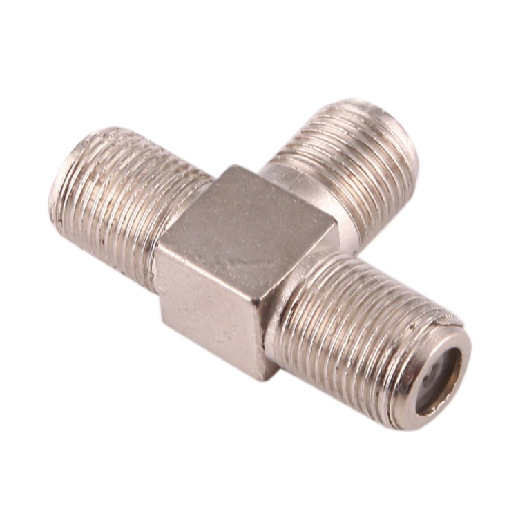 3 Ways F Female Plug to Double F Female Plug T Adapter - Connector by buy2fix | Online Shopping UK | buy2fix