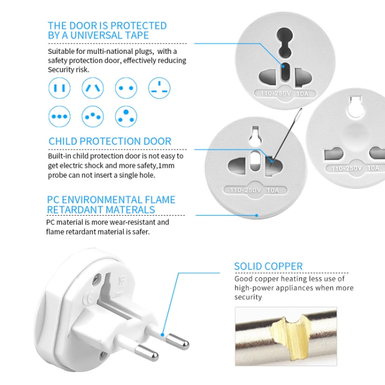 All in 1 EU + AU + UK + US Plug Travel Universal Adaptor(White) - Plug Adaptor by buy2fix | Online Shopping UK | buy2fix