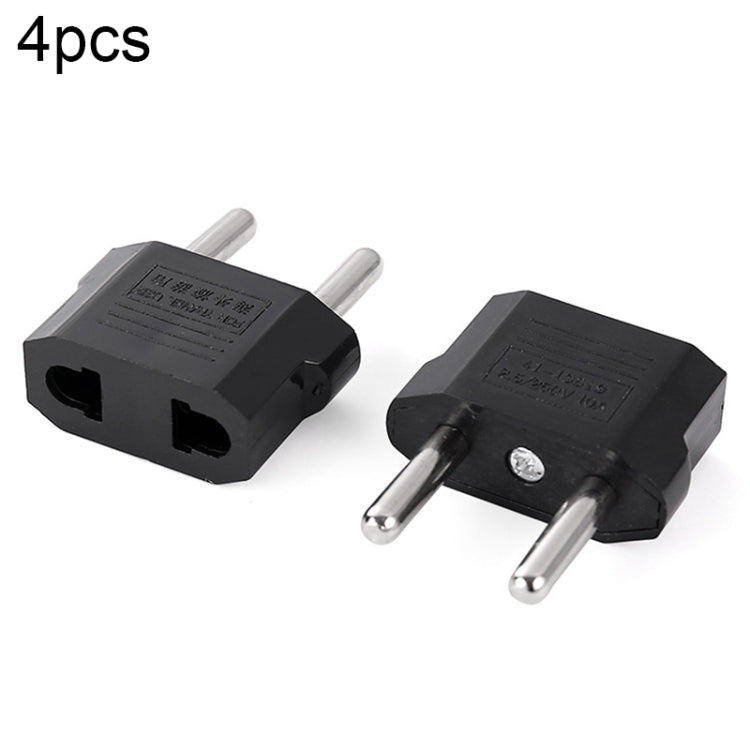 4pcs US to EU Plug Charger Adapter, Travel Power Adapter with Europe Socket Plug(Black) - Plug Adaptor by buy2fix | Online Shopping UK | buy2fix
