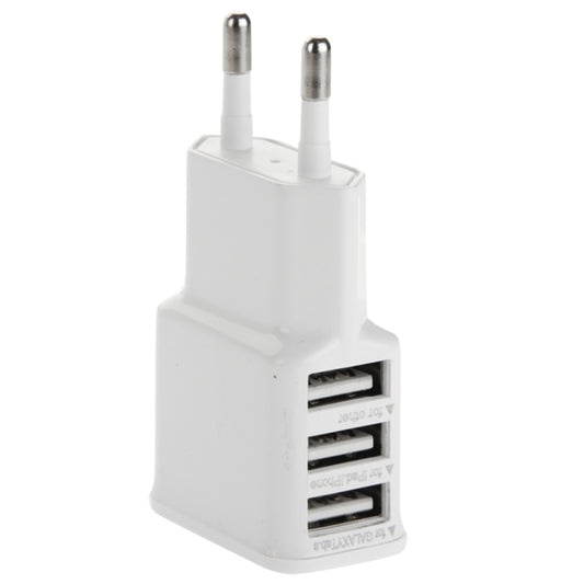5V 2A EU Plug 3 USB Charger Adapter, For iPhone, Galaxy, Huawei, Xiaomi, LG, HTC and Other Smart Phones(White) - USB Charger by buy2fix | Online Shopping UK | buy2fix