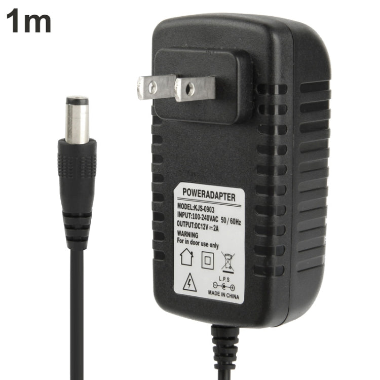 High Quality US Plug AC 100-240V to DC 12V 2A Power Adapter, Tips: 5.5 x 2.1mm, Cable Length: 1m(Black) - AC Adapers by buy2fix | Online Shopping UK | buy2fix