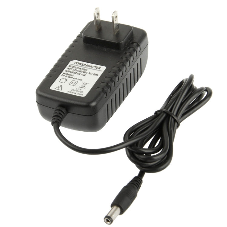 High Quality US Plug AC 100-240V to DC 12V 2A Power Adapter, Tips: 5.5 x 2.1mm, Cable Length: 1m(Black) - AC Adapers by buy2fix | Online Shopping UK | buy2fix