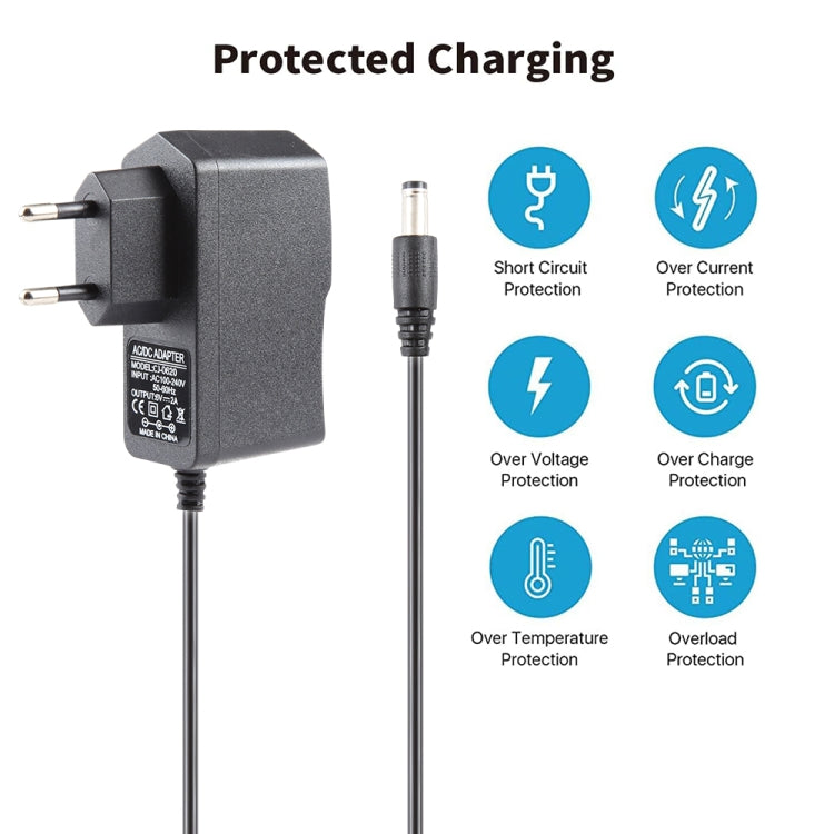 EU Plug AC 100-240V to DC 6V 2A Power Adapter, Tips: 5.5 x 2.1mm, Cable Length: 1.1m(Black) - AC Adapers by buy2fix | Online Shopping UK | buy2fix