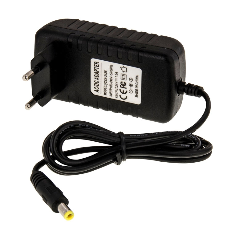 EU Plug AC 100-240V to DC 24V 1.5A Power Adapter, Tips: 5.5 x 2.1mm, Cable Length: about 1.2m(Black) - AC Adapers by buy2fix | Online Shopping UK | buy2fix