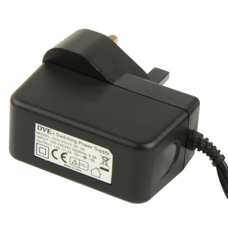 High Quality UK Plug AC 100-240V to DC 5V 2A Power Adapter, Tips: 5.5 x 2.5mm, Cable Length: 1.8m(Black) - AC Adapers by buy2fix | Online Shopping UK | buy2fix
