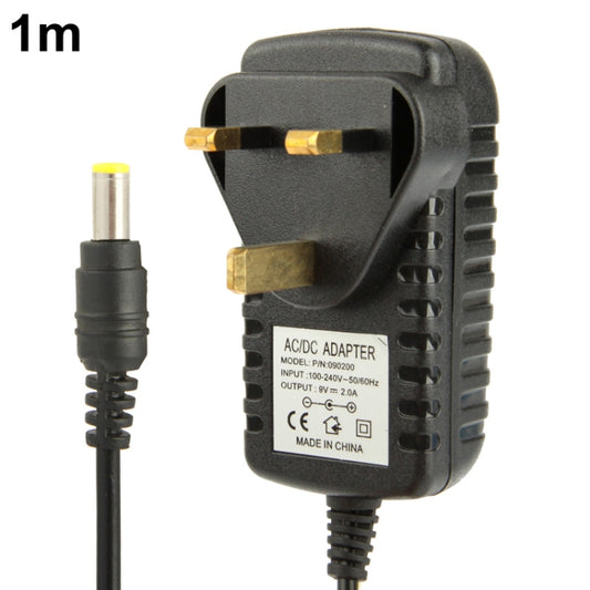 High Quality UK Plug AC 100-240V to DC 9V 2A Power Adapter, Tips: 5.5 x 2.1mm, Cable Length: 1m by buy2fix