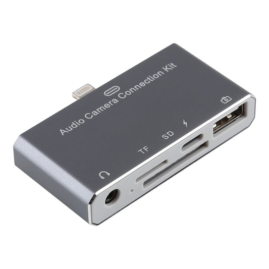 D-198 5 in 1 8 Pin to USB HUB +USB-C / Type-C + 3.5mm Earphone + SD + TF Card Reader for MacBook, PC, Laptop, Smart Phones by buy2fix