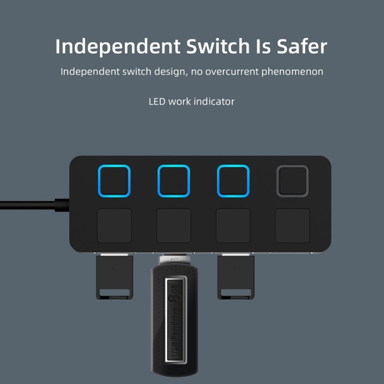 4 Ports USB 2.0 HUB with 4 Switch(Black) - USB 2.0 HUB by buy2fix | Online Shopping UK | buy2fix