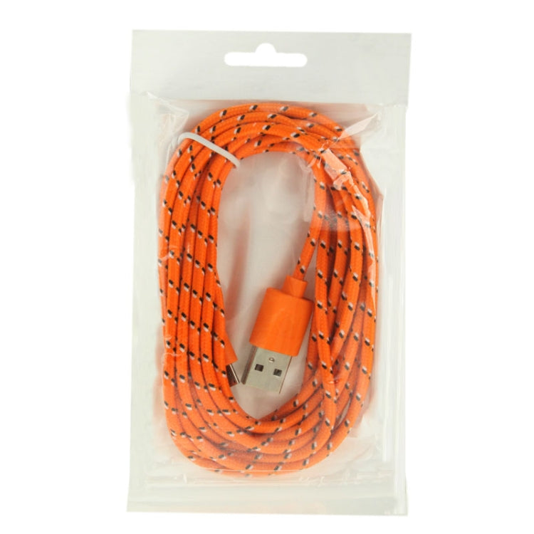 Nylon Netting Style Micro 5 Pin USB Data Transfer / Charge Cable, Length: 3m(Orange) by buy2fix