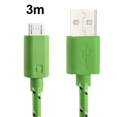 Nylon Netting Style Micro 5 Pin USB Data Transfer / Charge Cable, Length: 3m(Green) by buy2fix