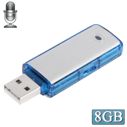 USB Voice Recorder + 8GB USB Flash Disk(Blue) - U-Disk Recorder by buy2fix | Online Shopping UK | buy2fix
