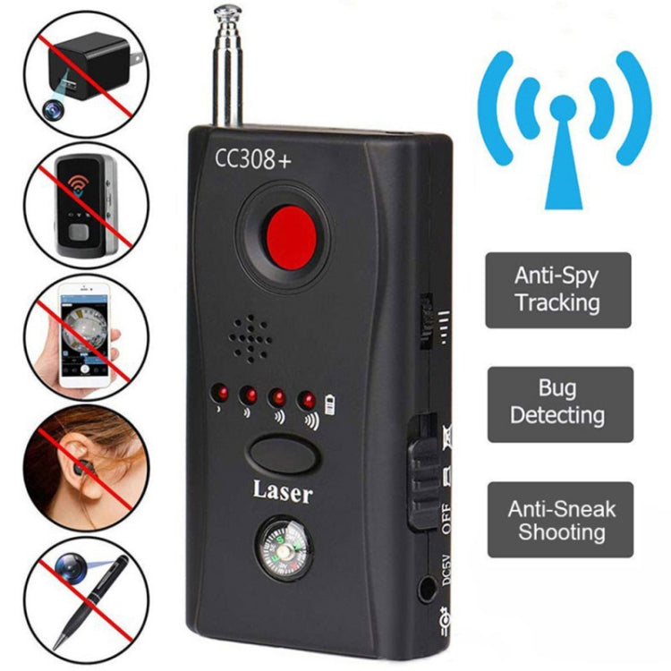 CC308+ Multi-Detector Full-Range All-Round Detector For Hidden Mini Camera / IP Lens/ GMS / RF Signal Detector Finder(Black) - RF Signal Detector by buy2fix | Online Shopping UK | buy2fix