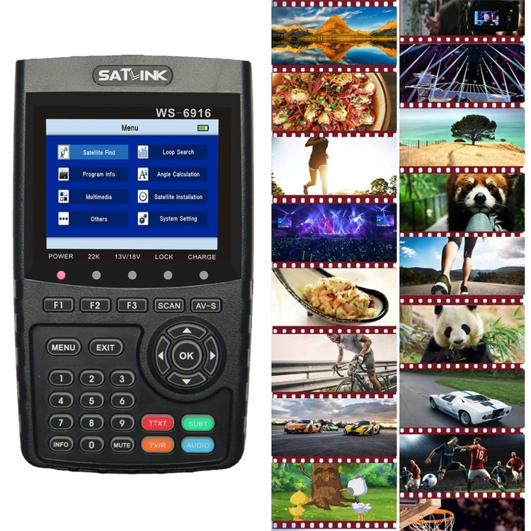 SATLINK WS6916 Digital Satellite Signal Finder Meter, 3.5 inch TFT LCD Screen, Support DVB-S / S2, MPEG-2 / MPEG-4(AU Plug) by buy2fix