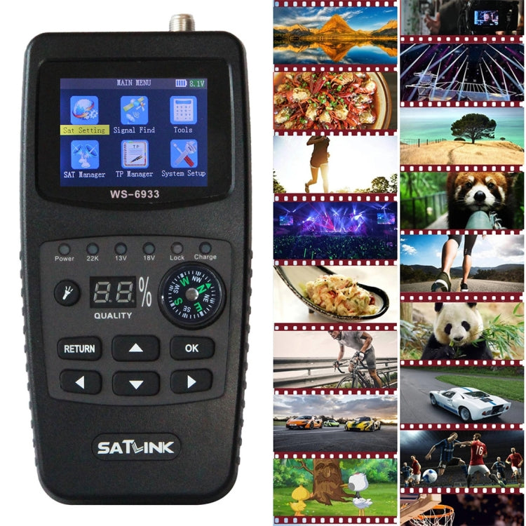 SATLINK WS6933 Portable Digital Satellite Finder Meter, 2.1 inch LCD Colour Screen, DVB-S2/S Signal Pointer(UK Plug) by buy2fix
