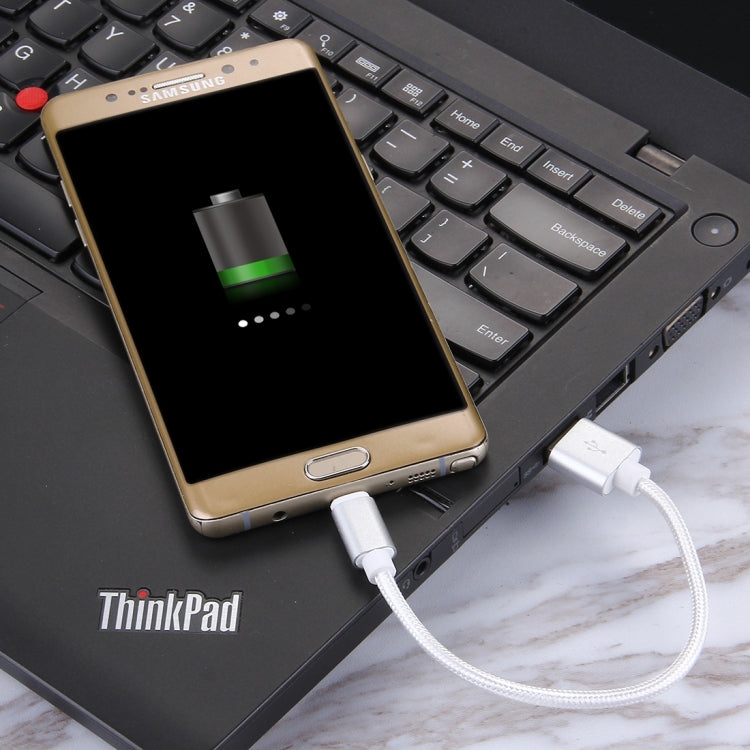 Woven Style USB-C / Type-C 3.1 Male to USB 2.0 Male Data Sync Charging Cable, Cable Length: 20cm(Silver) by buy2fix