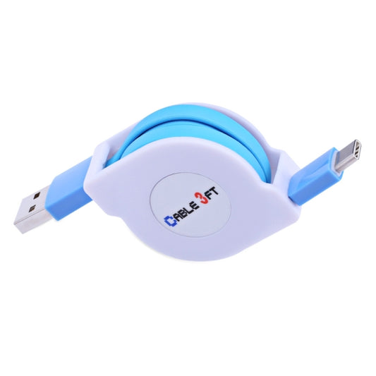 1m 2A 110 Copper Core Wires Retractable USB-C / Type-C to USB Data Sync Charging Cable(Blue) by buy2fix