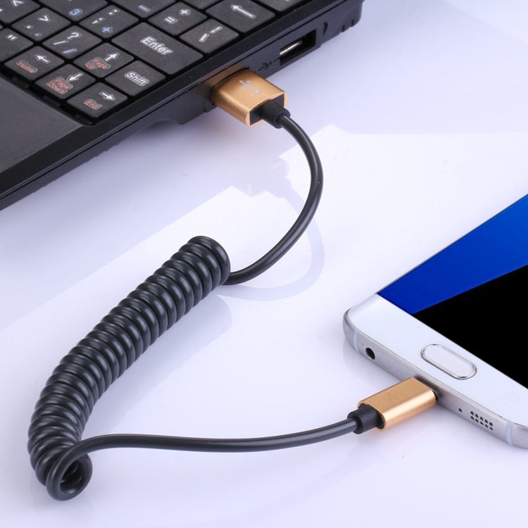 30cm to 100cm High Speed Spring Style Micro USB to USB 2.0 Flexible Elastic Spring Coiled Cable USB Data Sync Cable , For Galaxy, Huawei, Xiaomi, LG, HTC, Sony and Other Smart Phones(Gold) - Micro USB Cable by buy2fix | Online Shopping UK | buy2fix