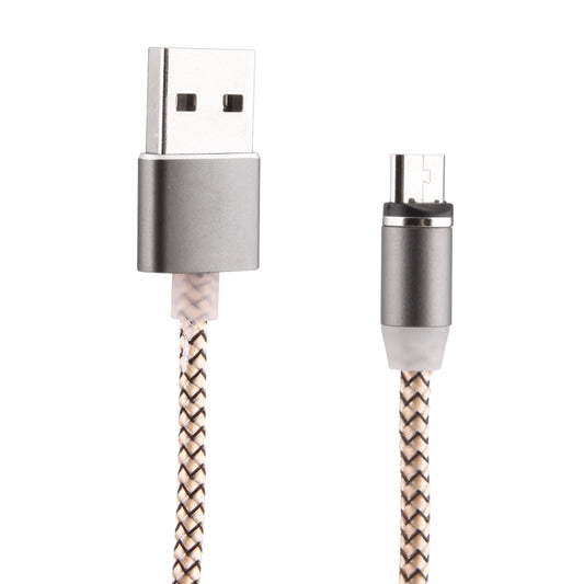 360 Degree Rotation 1m Weave Style Micro USB to USB 2.0 Strong Magnetic Charger Cable with LED Indicator(Gold) - Charging Cable & Head by buy2fix | Online Shopping UK | buy2fix