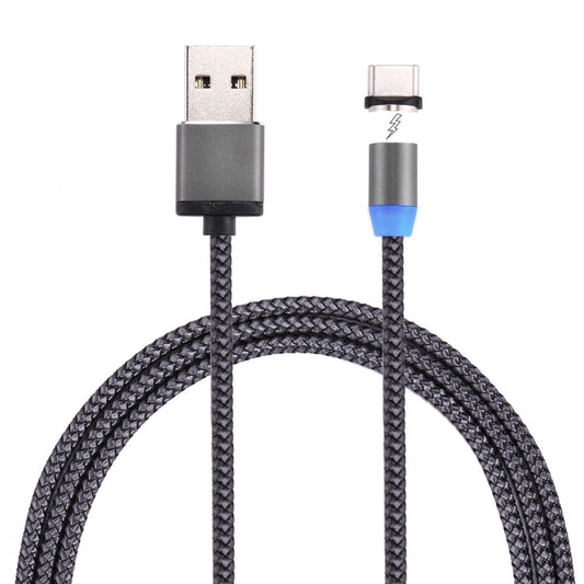 360 Degree Rotation 1m Weave Style USB-C / Type-C to USB 2.0 Strong Magnetic Charger Cable with LED Indicator(Grey) - Charging Cable & Head by buy2fix | Online Shopping UK | buy2fix