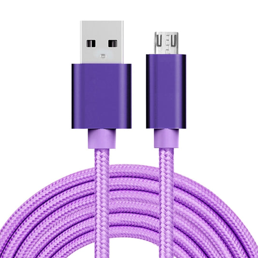 3A Woven Style Metal Head Micro USB to USB Data / Charger Cable, Cable Length: 3m(Purple) - Micro USB Cable by buy2fix | Online Shopping UK | buy2fix