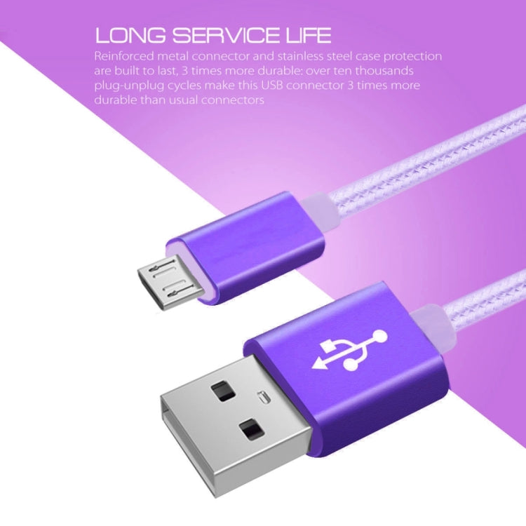 3A Woven Style Metal Head Micro USB to USB Data / Charger Cable, Cable Length: 3m(Purple) - Micro USB Cable by buy2fix | Online Shopping UK | buy2fix