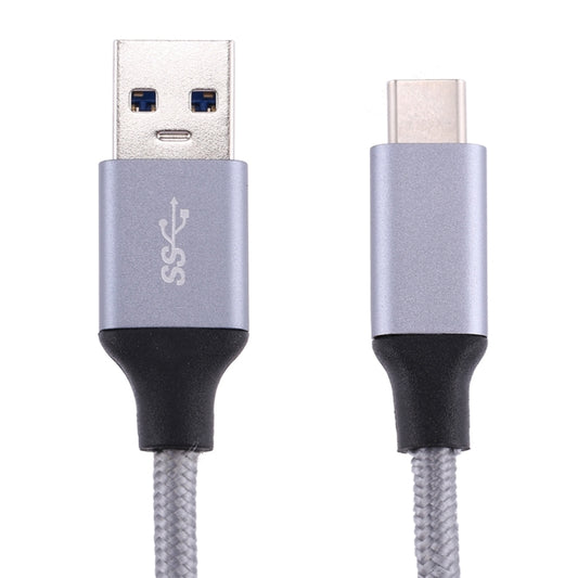 1m Wires Woven Metal Head USB-C / Type-C 3.1 to USB 3.0 Data / Charger Cable(Grey) by buy2fix