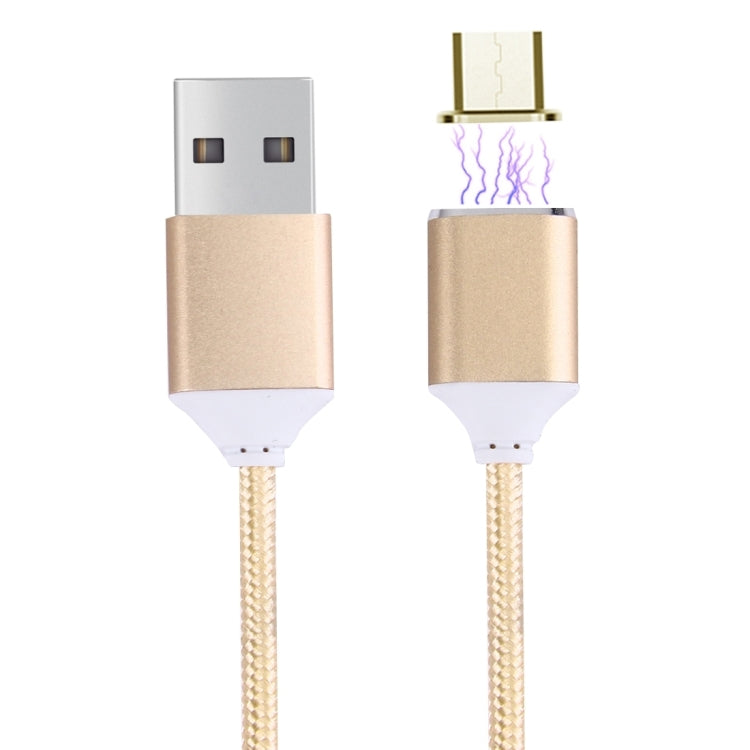 1M Woven Style 2.4A Micro USB to USB Data Sync Charging Cable Intelligent Metal Magnetism Cable, For Samsung, HTC, Sony, Huawei, Xiaomi, Meizu and other Android Devices(Gold) - Charging Cable & Head by buy2fix | Online Shopping UK | buy2fix