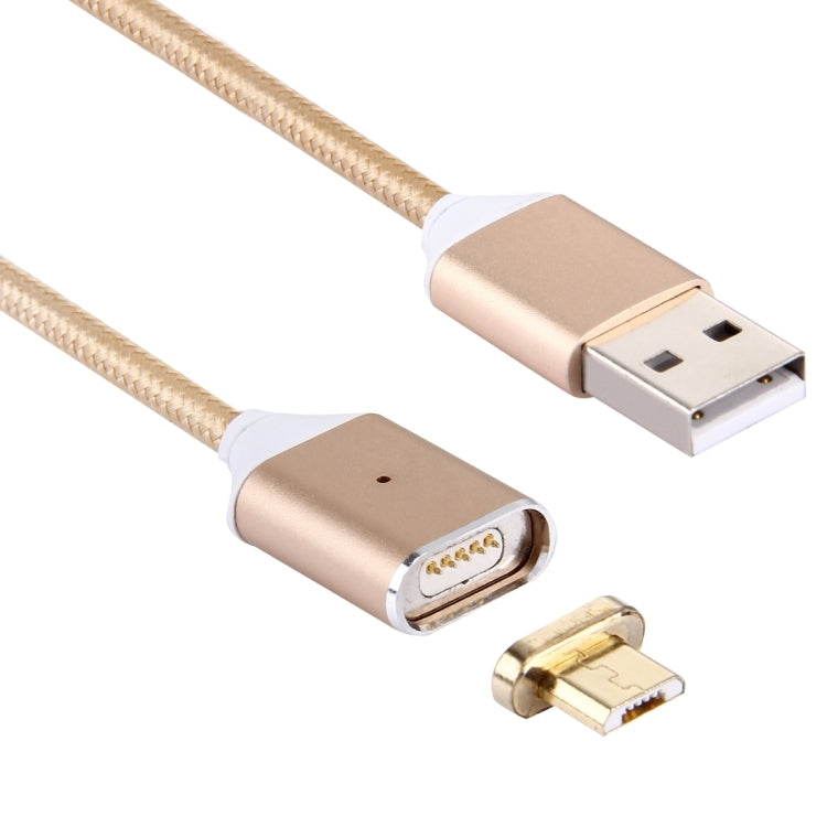 1M Woven Style 2.4A Micro USB to USB Data Sync Charging Cable Intelligent Metal Magnetism Cable, For Samsung, HTC, Sony, Huawei, Xiaomi, Meizu and other Android Devices(Gold) - Charging Cable & Head by buy2fix | Online Shopping UK | buy2fix