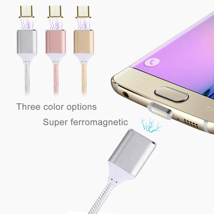 1M Woven Style 2.4A Micro USB to USB Data Sync Charging Cable Intelligent Metal Magnetism Cable, For Samsung, HTC, Sony, Huawei, Xiaomi, Meizu and other Android Devices(Gold) - Charging Cable & Head by buy2fix | Online Shopping UK | buy2fix