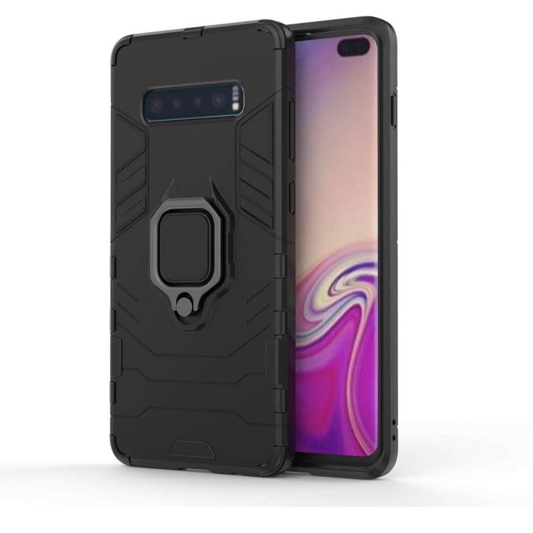 PC + TPU Shockproof Protective Case for Samsung Galaxy S10 Plus, with Magnetic Ring Holder(Black) - Galaxy Phone Cases by buy2fix | Online Shopping UK | buy2fix