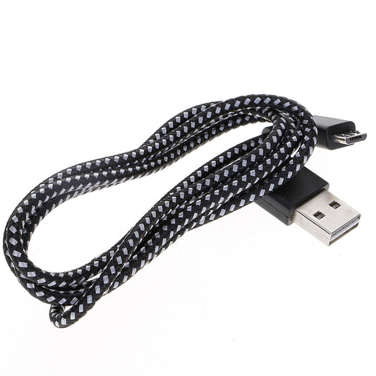 1m 2A USB to Micro USB Weave Style Double Elbow Data Sync Charging Cable, For Samsung / Huawei / Xiaomi / Meizu / LG / HTC(Black) by buy2fix