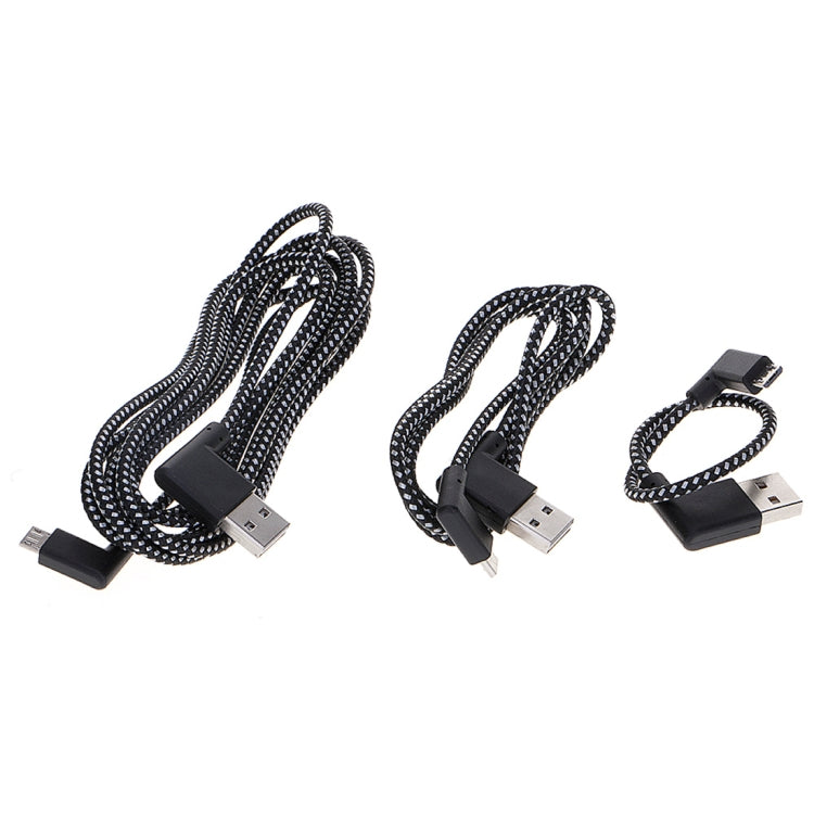 1m 2A USB to Micro USB Weave Style Double Elbow Data Sync Charging Cable, For Samsung / Huawei / Xiaomi / Meizu / LG / HTC(Black) by buy2fix