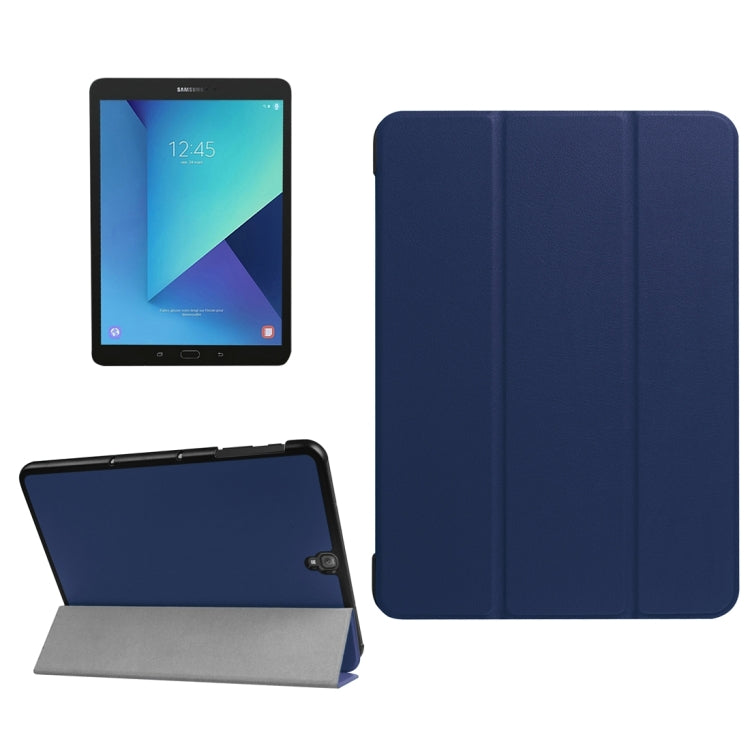 For Galaxy Tab S3 9.7 inch T820 / T825 Custer Texture Horizontal Flip Leather Case with 3-folding Holder(Dark Blue) - Other Galaxy Tab PC by buy2fix | Online Shopping UK | buy2fix