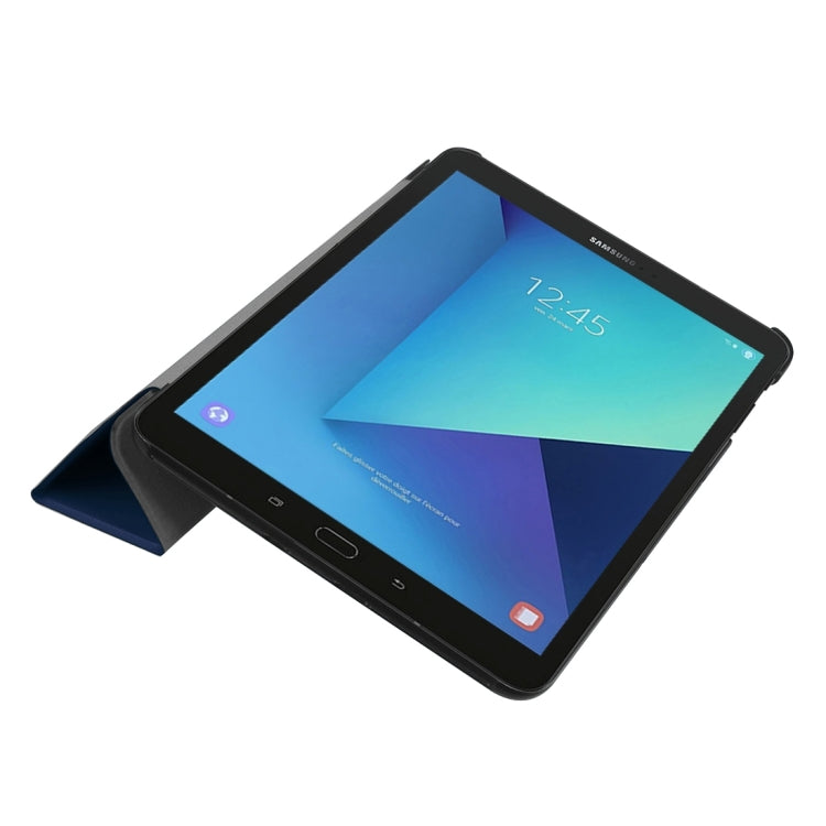 For Galaxy Tab S3 9.7 inch T820 / T825 Custer Texture Horizontal Flip Leather Case with 3-folding Holder(Dark Blue) - Other Galaxy Tab PC by buy2fix | Online Shopping UK | buy2fix