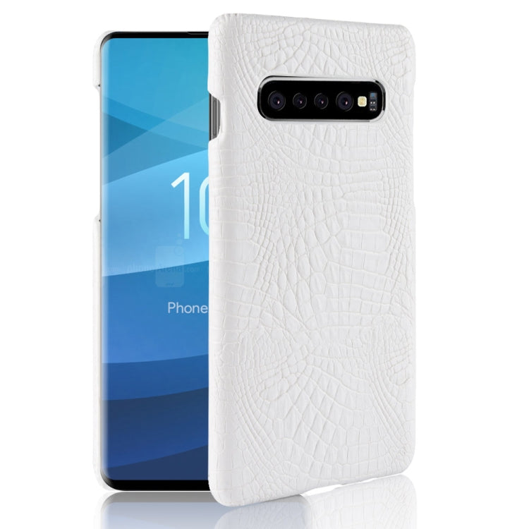 Shockproof Crocodile Texture PC + PU Case for Galaxy S10 5G (White) - Galaxy Phone Cases by buy2fix | Online Shopping UK | buy2fix