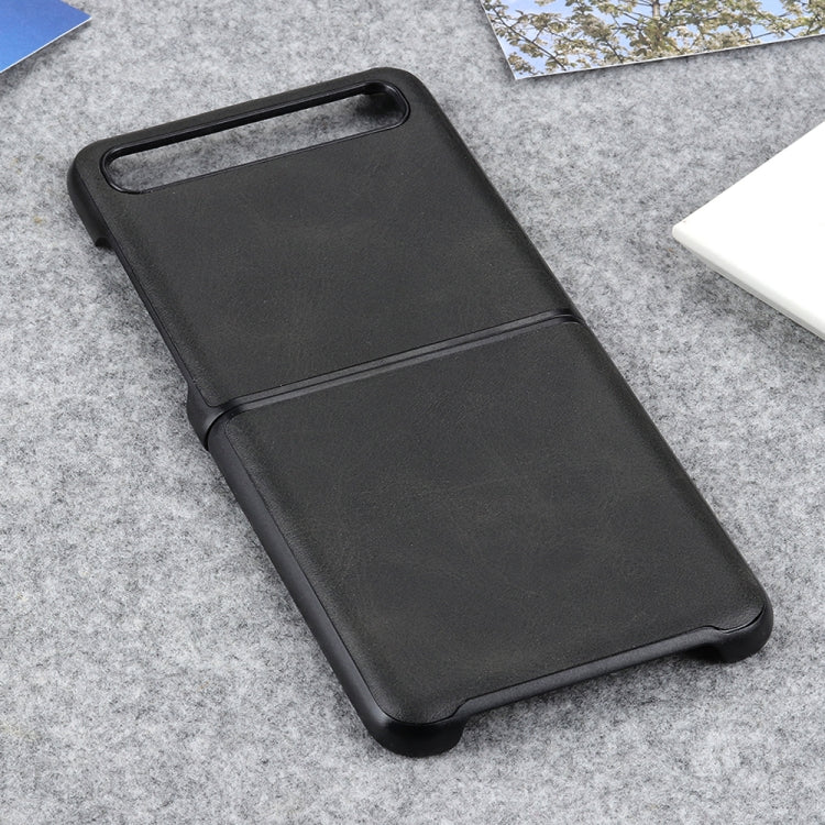 For Galaxy Z Flip Two-color Cow Leather Texture Folding Protective Case(Black) by buy2fix