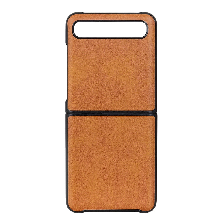 For Galaxy Z Flip Two-color Cow Leather Texture Folding Protective Case(Brown) - Galaxy Phone Cases by buy2fix | Online Shopping UK | buy2fix