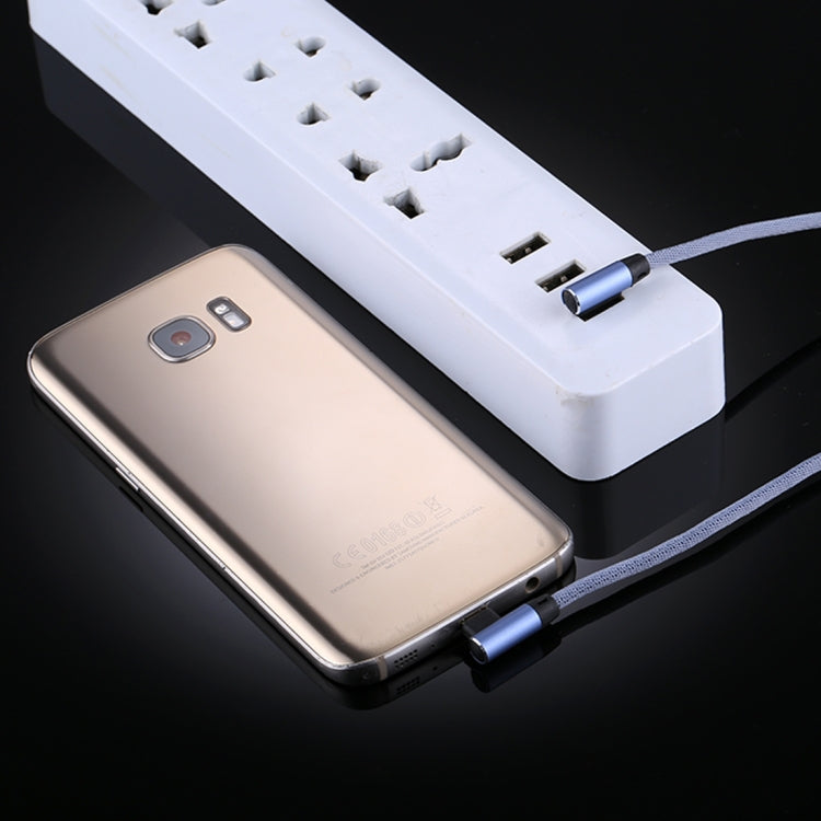 1m 2.4A Output USB to Micro USB Double Elbow Design Nylon Weave Style Data Sync Charging Cable, For Samsung, Huawei, Xiaomi, HTC, LG, Sony, Lenovo and other Smartphones(Blue) by buy2fix