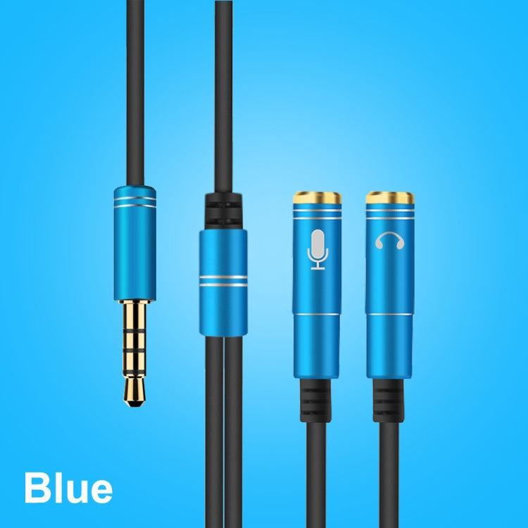 2 in 1 3.5mm Male to Double 3.5mm Female TPE High-elastic Audio Cable Splitter, Cable Length: 32cm(Blue) by buy2fix