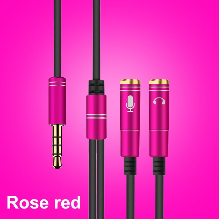 2 in 1 3.5mm Male to Double 3.5mm Female TPE High-elastic Audio Cable Splitter, Cable Length: 32cm(Rose Red) by buy2fix