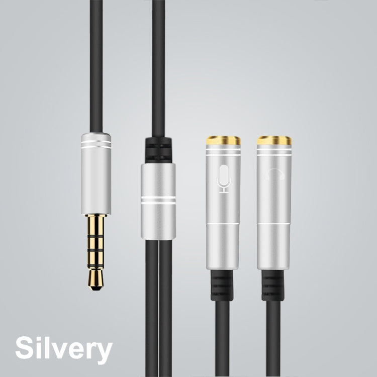 2 in 1 3.5mm Male to Double 3.5mm Female TPE High-elastic Audio Cable Splitter, Cable Length: 32cm(Silver) by buy2fix