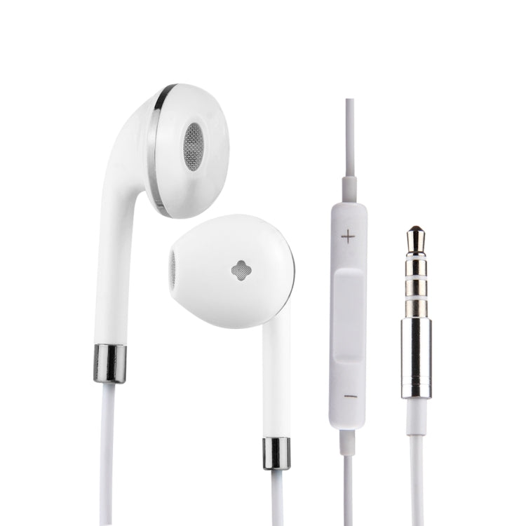 White Wire Body 3.5mm In-Ear Earphone with Line Control & Mic(Silver) - Normal Style Earphone by buy2fix | Online Shopping UK | buy2fix