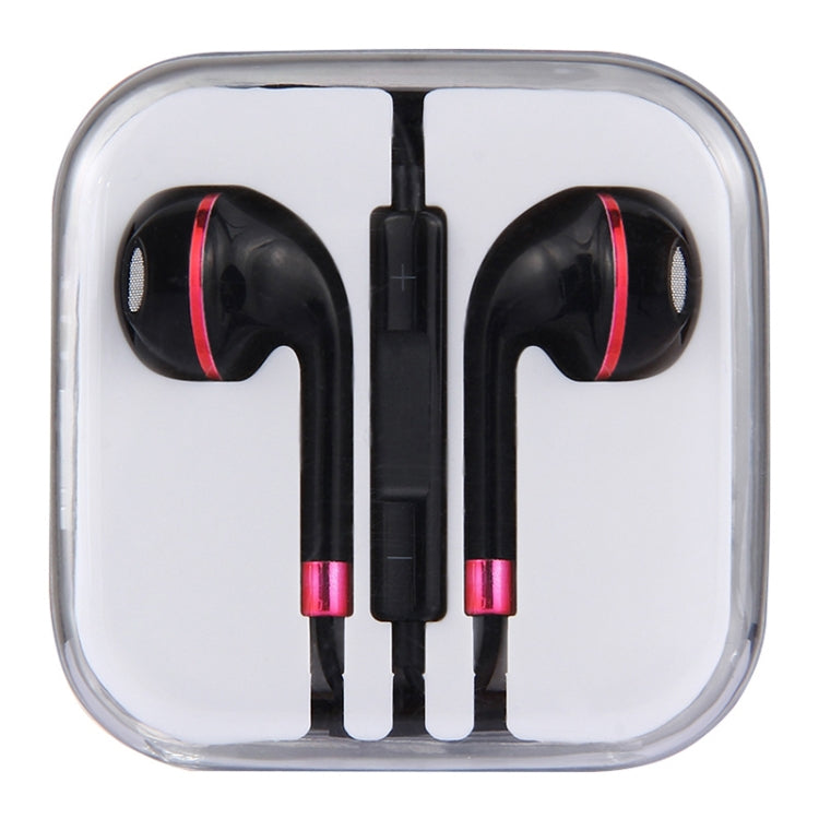 Black Wire Body 3.5mm In-Ear Earphone with Line Control & Mic, For iPhone, Galaxy, Huawei, Xiaomi, LG, HTC and Other Smart Phones(Red) - Normal Style Earphone by buy2fix | Online Shopping UK | buy2fix