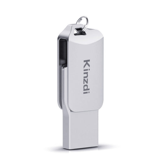 Kinzdi 32GB USB 2.0 Android Phone & Computer Dual-use Rotary Metal U Disk V8 (Silver) by Kinzdi