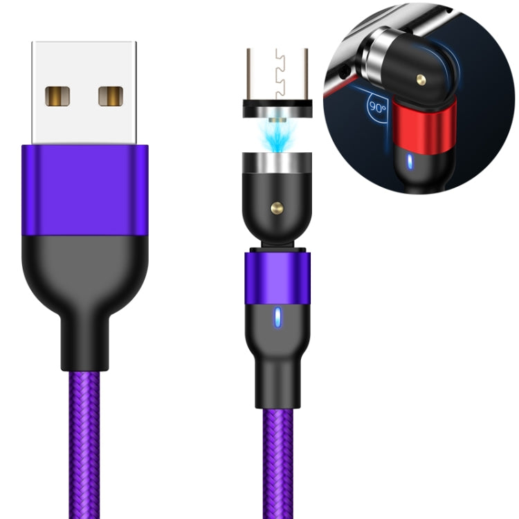 1m 2A Output USB to Micro USB Nylon Braided Rotate Magnetic Charging Cable(Purple) - Charging Cable & Head by buy2fix | Online Shopping UK | buy2fix