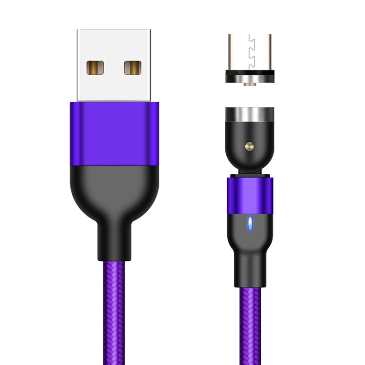 1m 2A Output USB to Micro USB Nylon Braided Rotate Magnetic Charging Cable(Purple) - Charging Cable & Head by buy2fix | Online Shopping UK | buy2fix