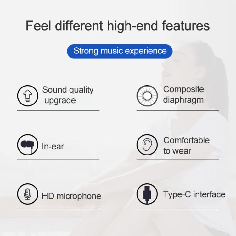 USB-C / Type-C Interface In Ear Wired Mega Bass Earphone with Mic (Black) - Type-C Earphone by buy2fix | Online Shopping UK | buy2fix